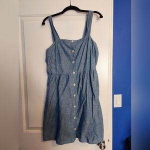 J. Crew Factory Chambray Dress Sleeveless Button Front Size 12 Blue